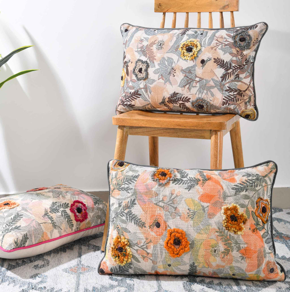 Motifs inspired by the persian land translated on cushions for home decor.